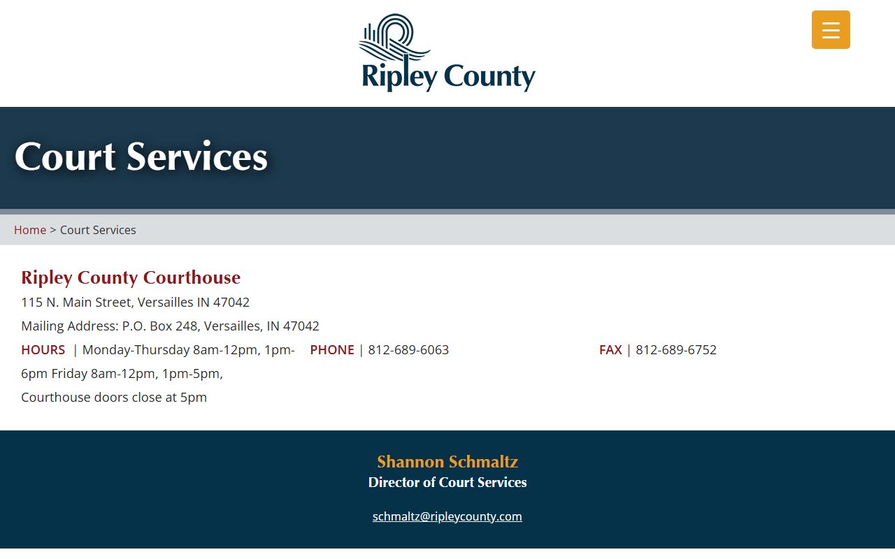 Ripley County court dockets Court Services page