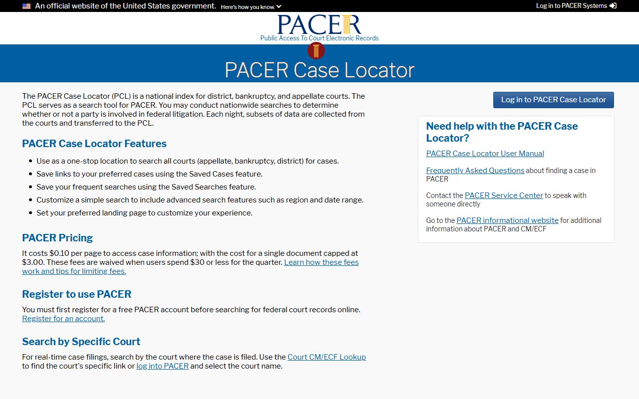 Ripley County court dockets PACER federal case locator