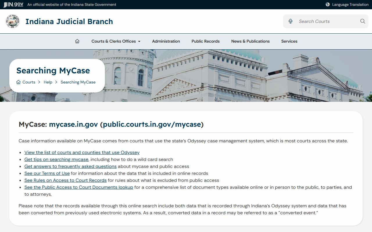 Ripley County court records MyCase help page