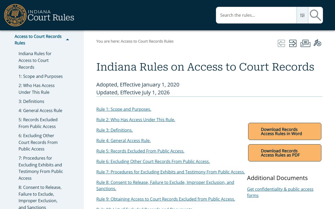 Ripley County court records Indiana access rules