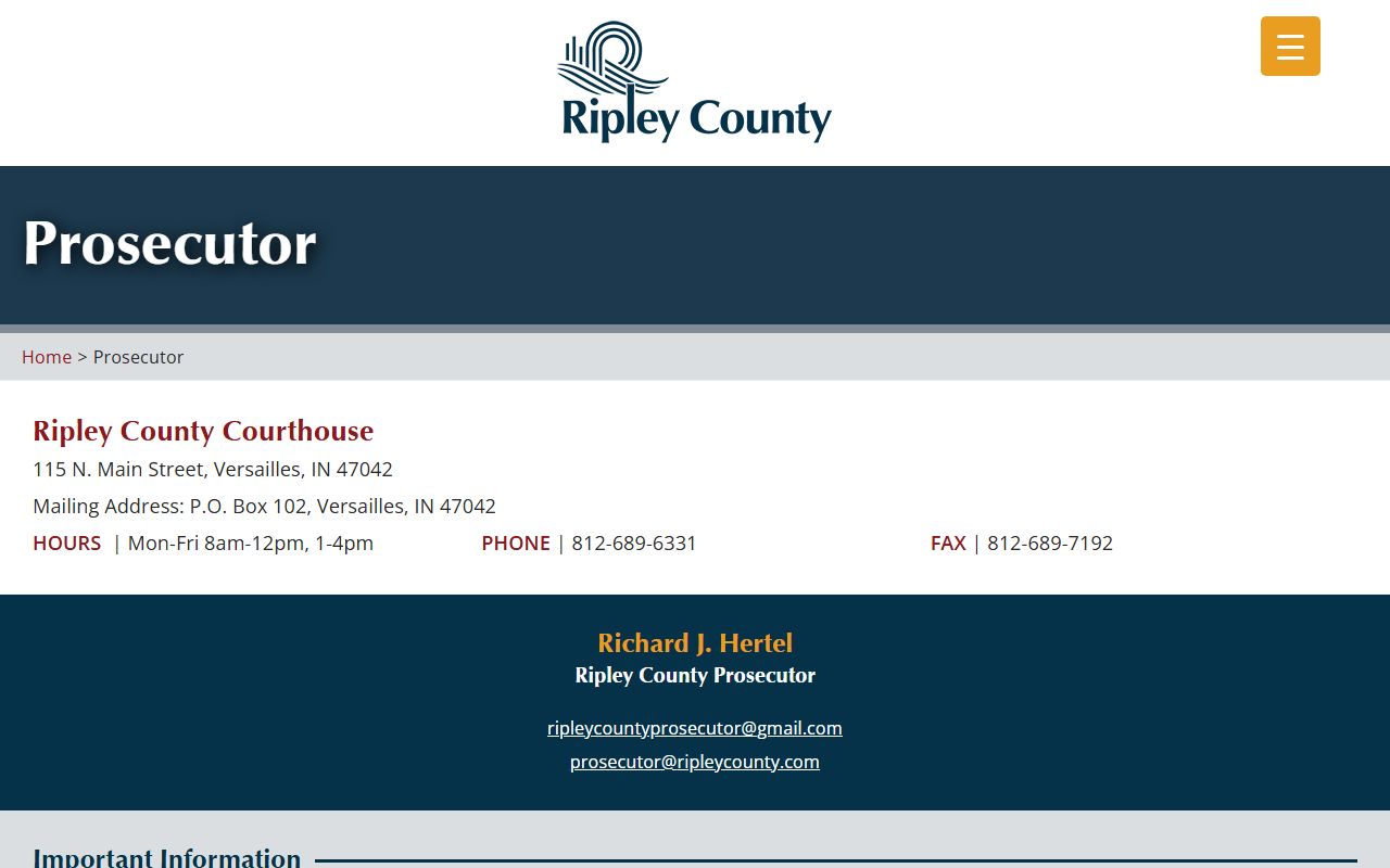 Ripley County criminal court records prosecutor page