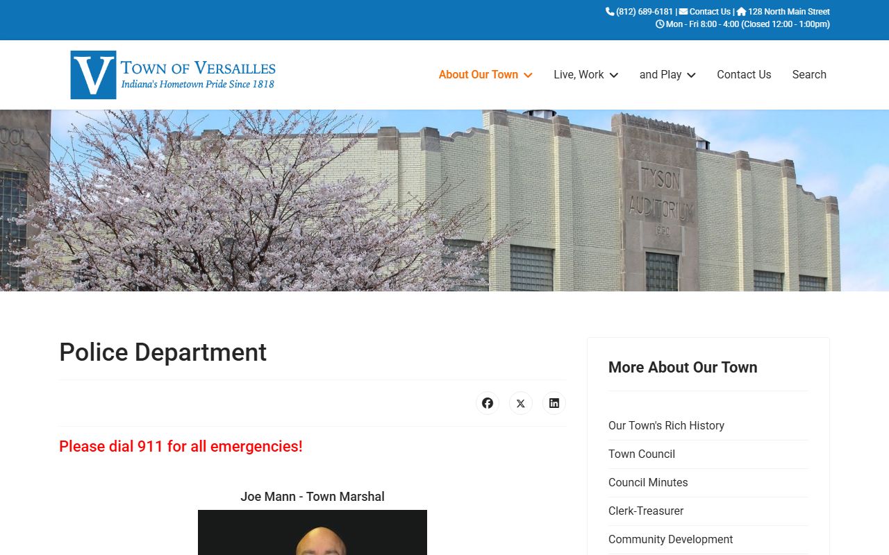 Ripley County criminal court records Versailles police department page
