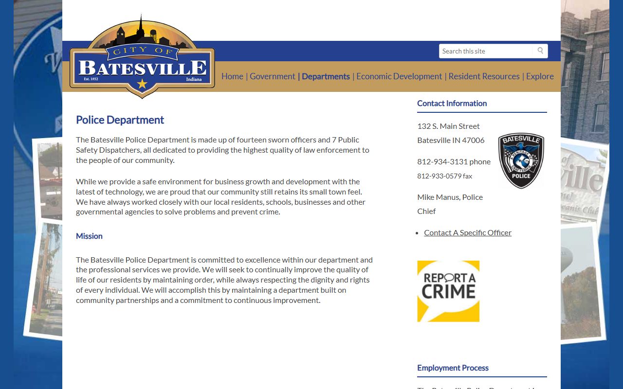 Ripley County criminal court records Batesville police department page