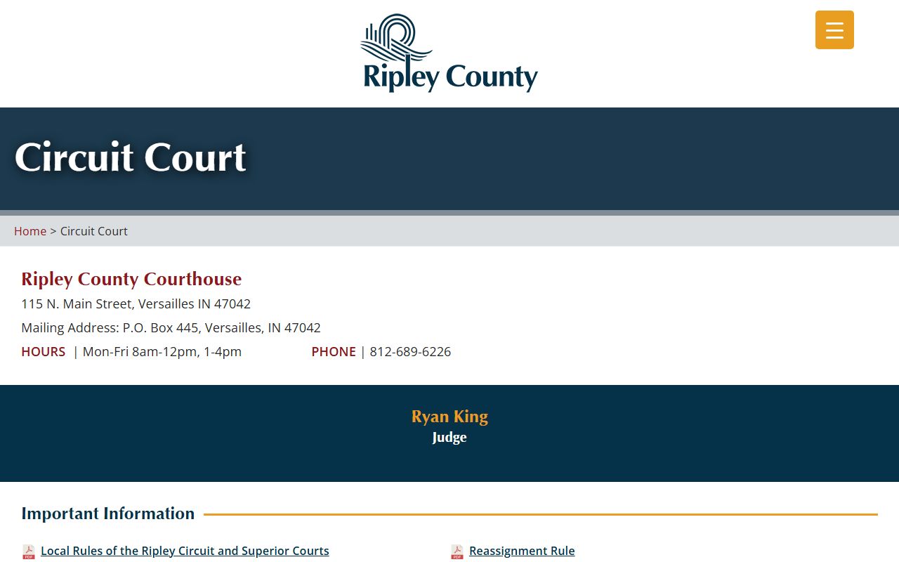 Ripley County Circuit Court records and contact page
