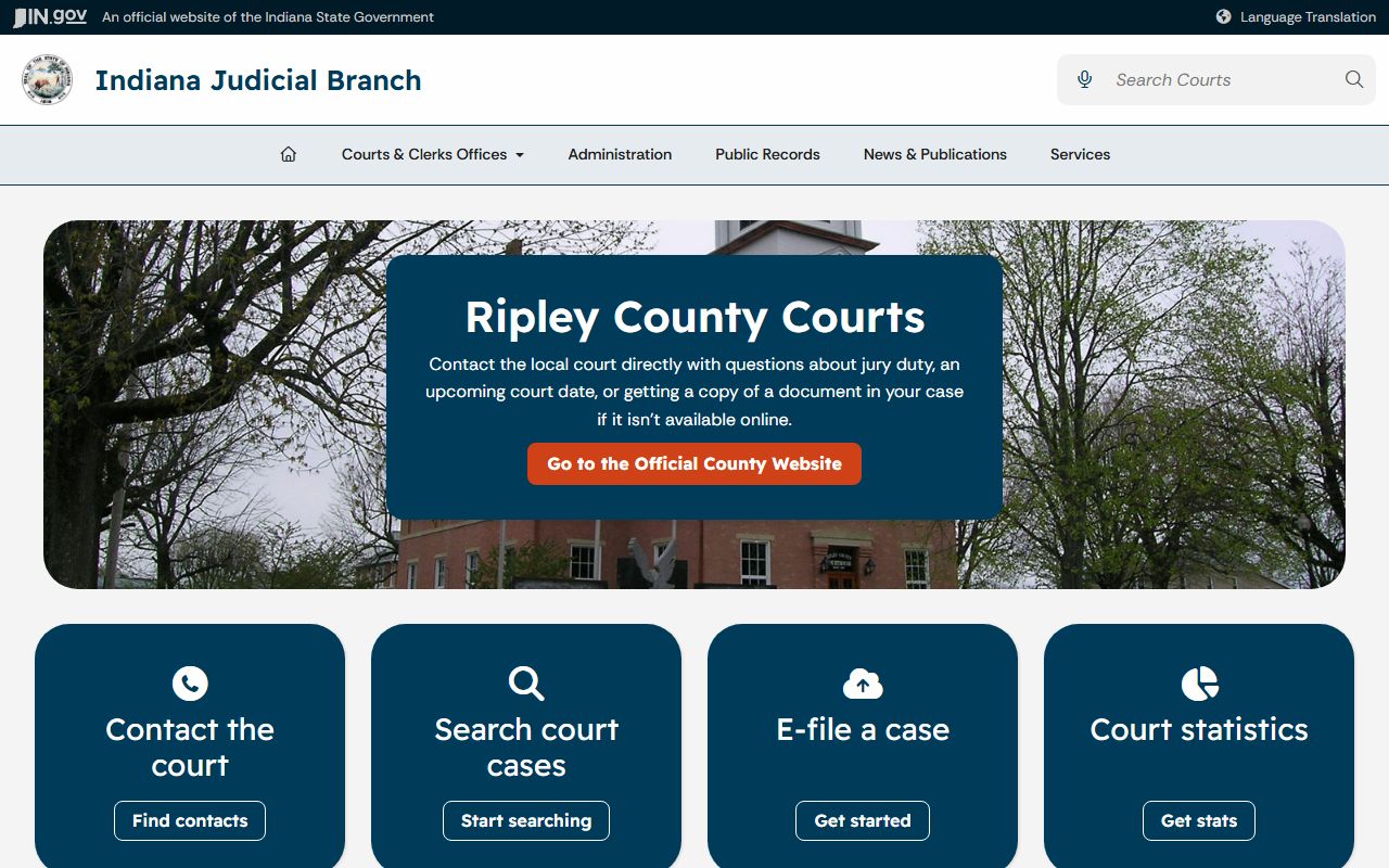 Ripley County court records Indiana Judicial Branch local court page
