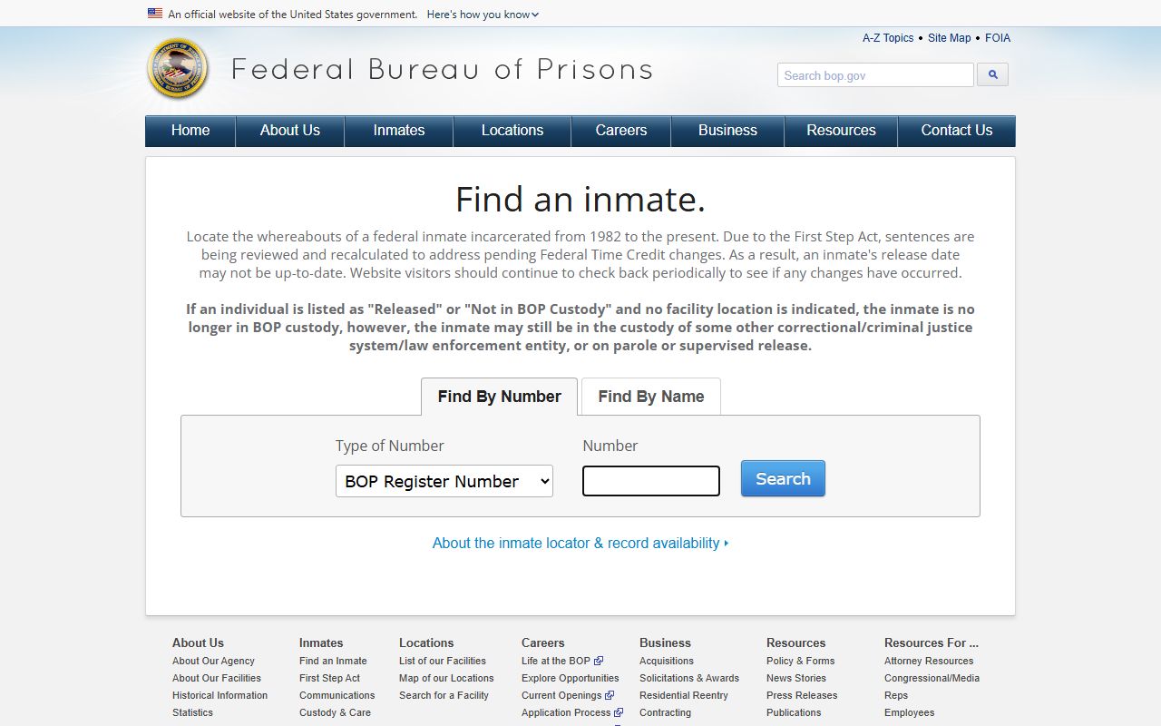 Ripley County inmate search federal Bureau of Prisons locator