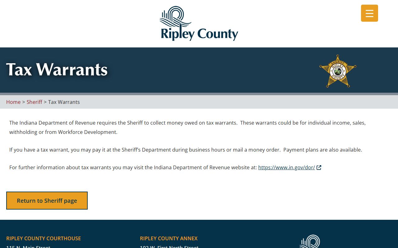 Ripley County warrant search tax warrant page