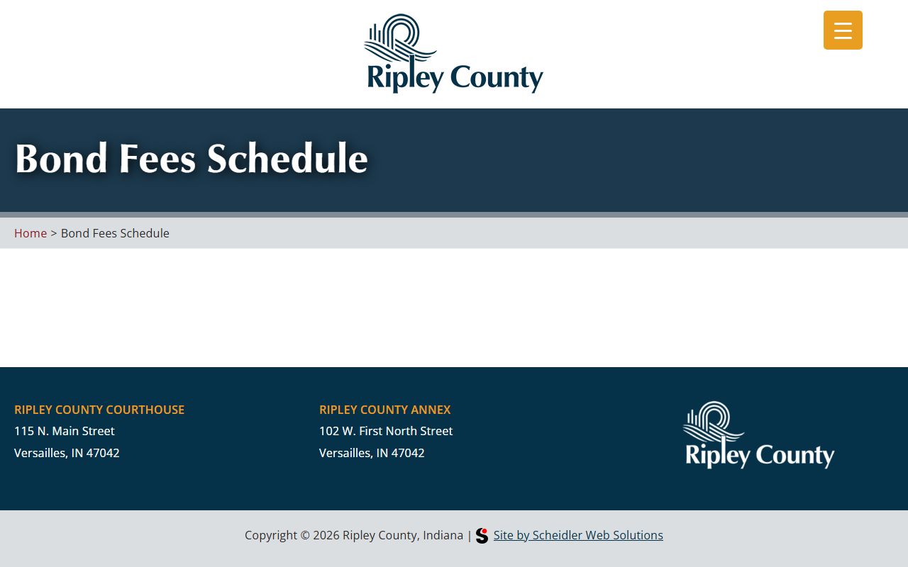 Ripley County warrant search bond fees schedule